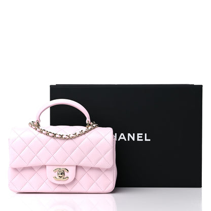 Chanel Lambskin Quilted Mini Top Handle Rectangular Flap Light Pink 10 of 10