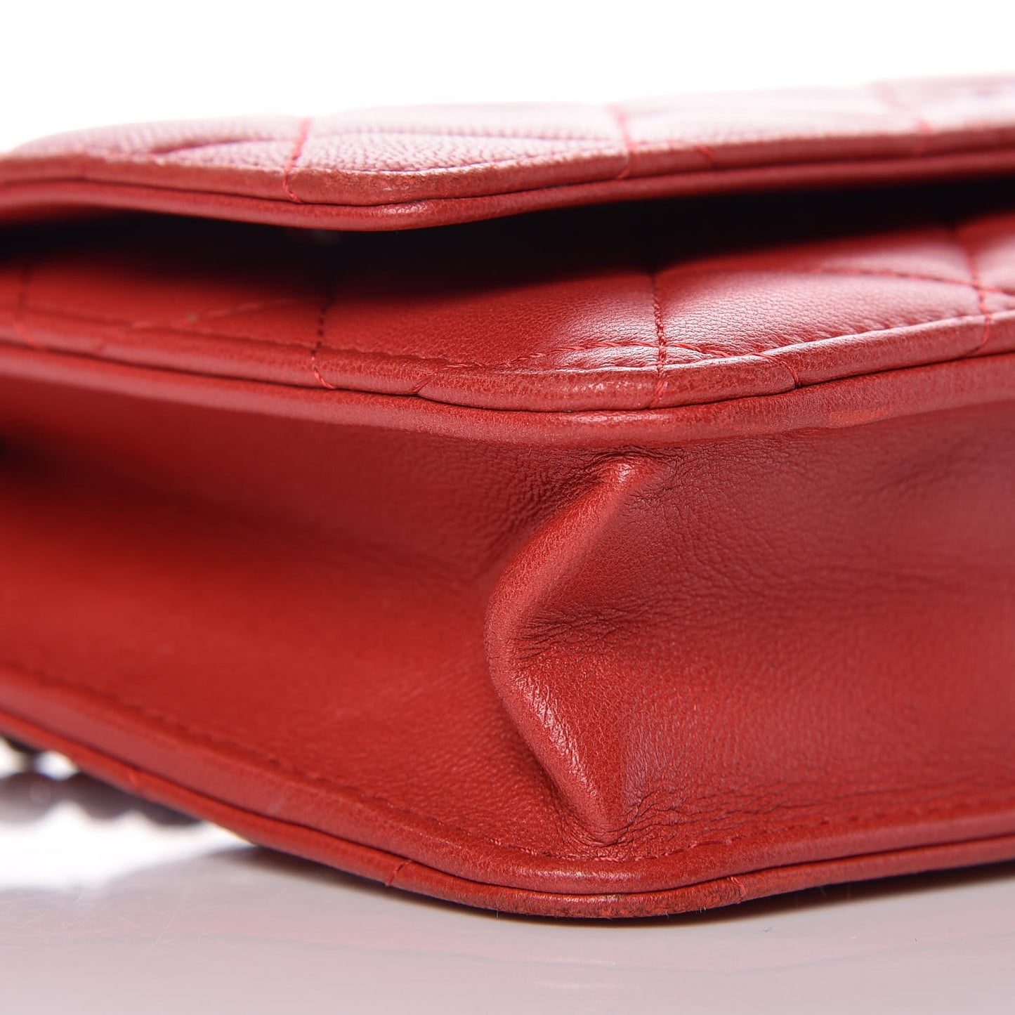 Lambskin Quilted Wallet On Chain WOC Red Pink