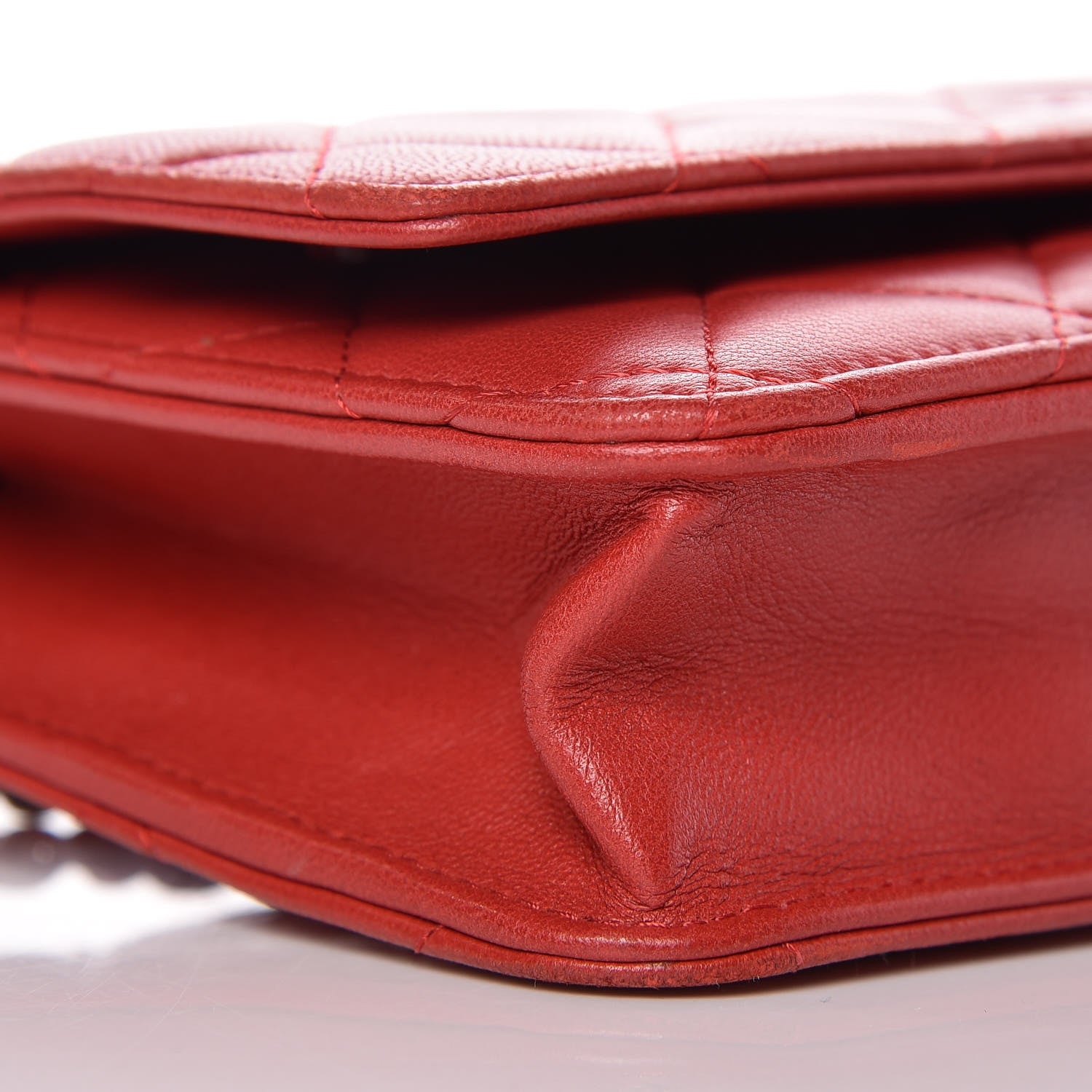 Chanel Lambskin Quilted Wallet On Chain WOC Red Pink 10 of 12