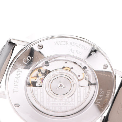 Tiffany Sterling Silver Calfskin 39mm Atlas Automatic Watch 9 of 13