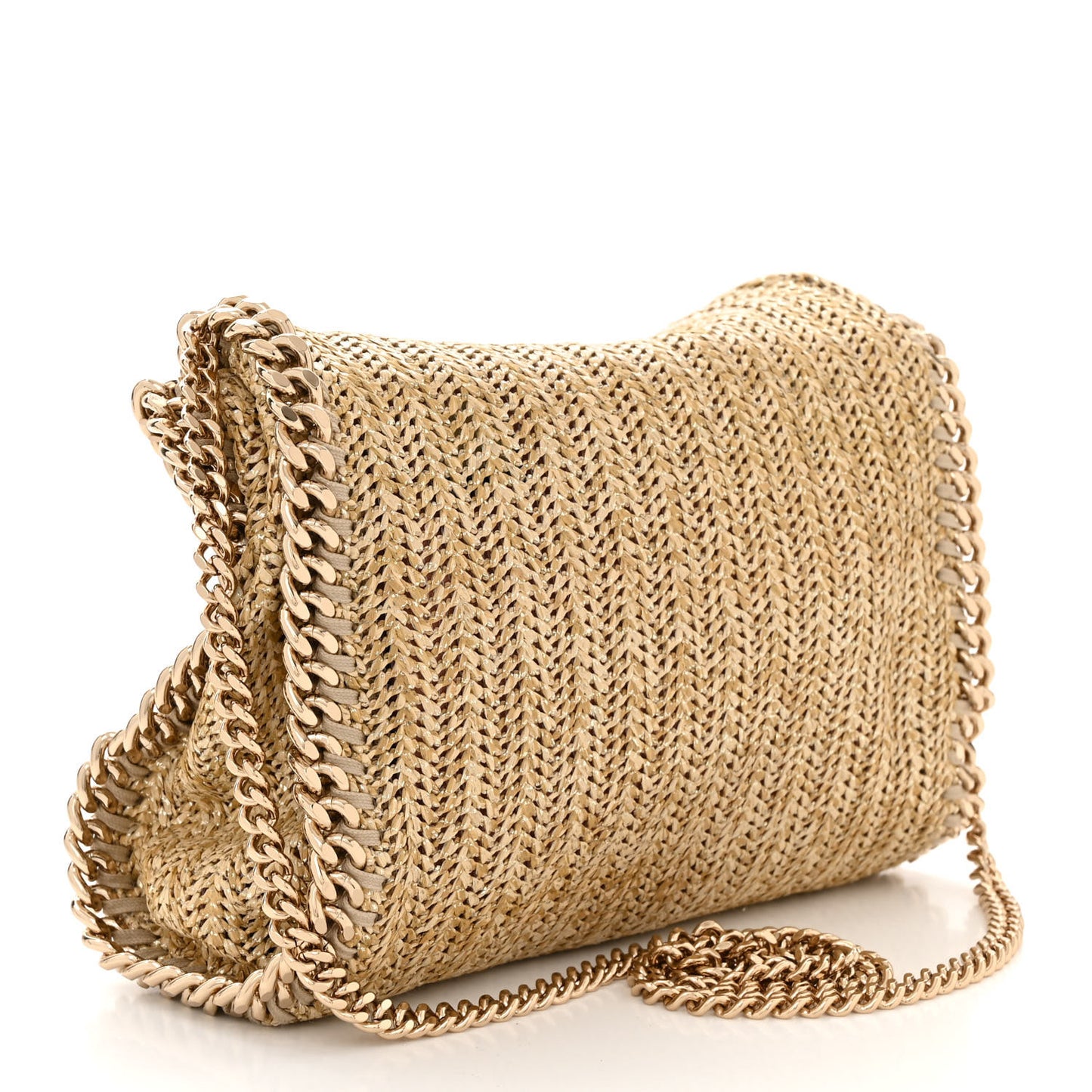 Metallic Raffia Mini Falabella Tote Gold