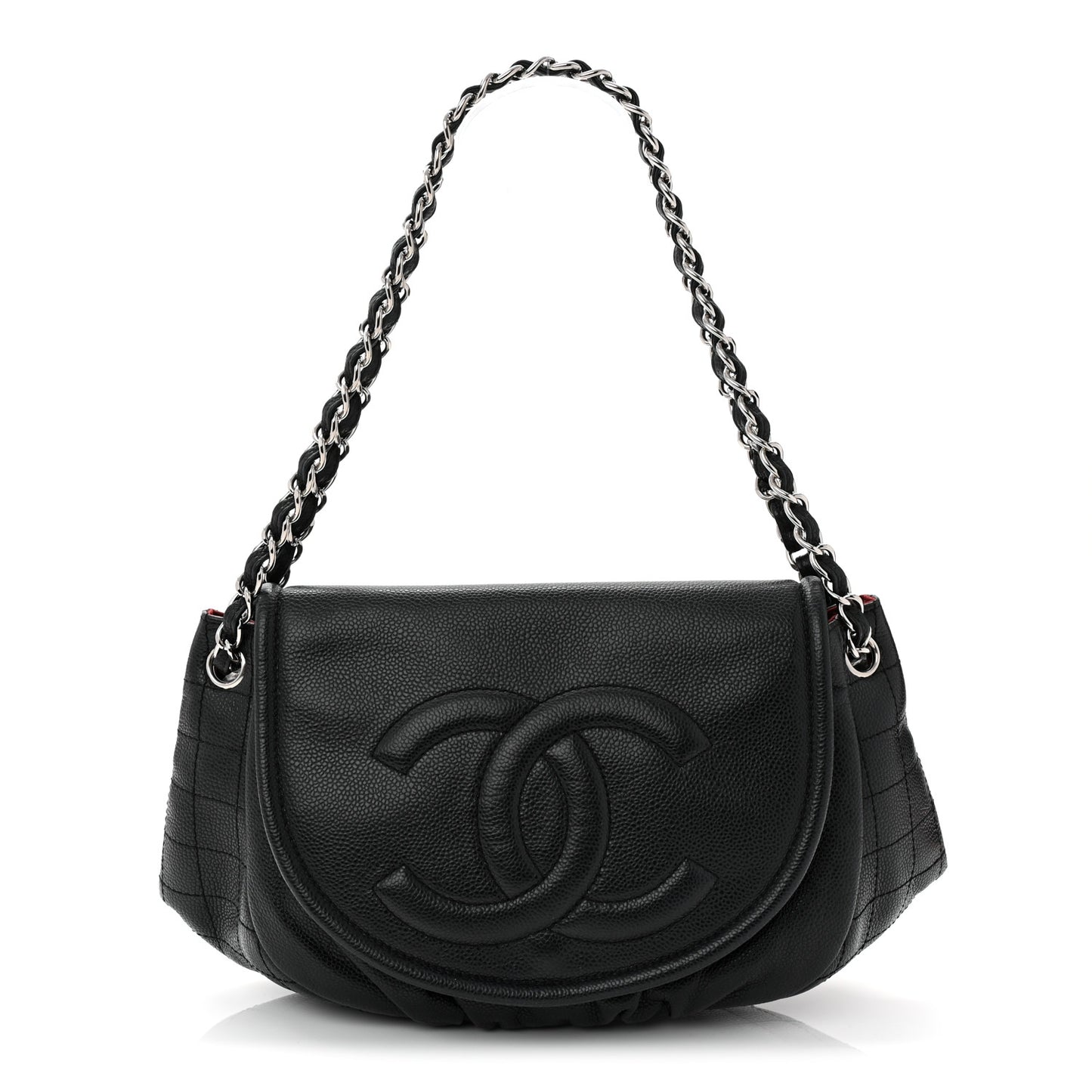 Caviar Half Moon Large Flap Black