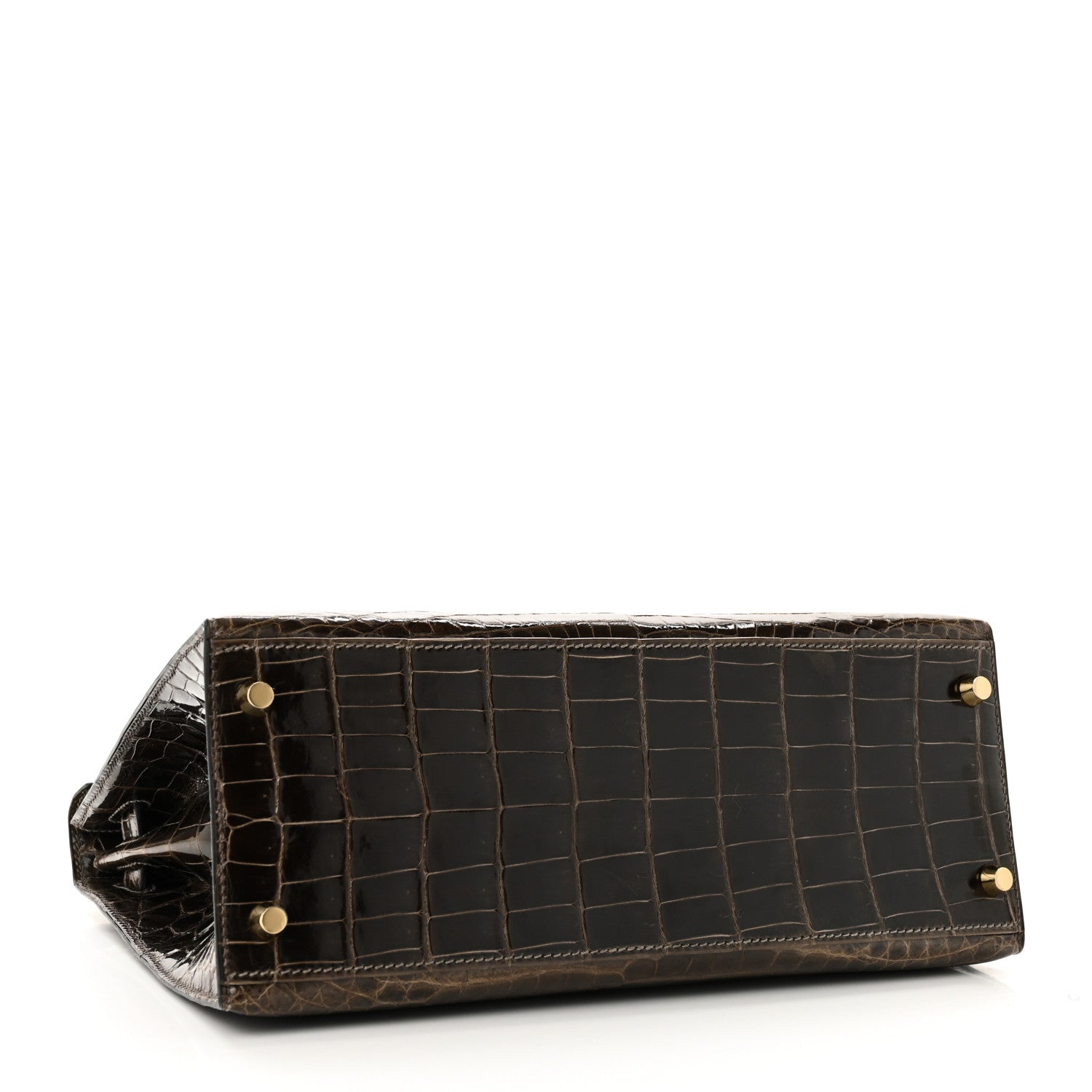 Hermes Shiny Niloticus Crocodile Kelly Sellier 28 Gris Elephant 7 of 21