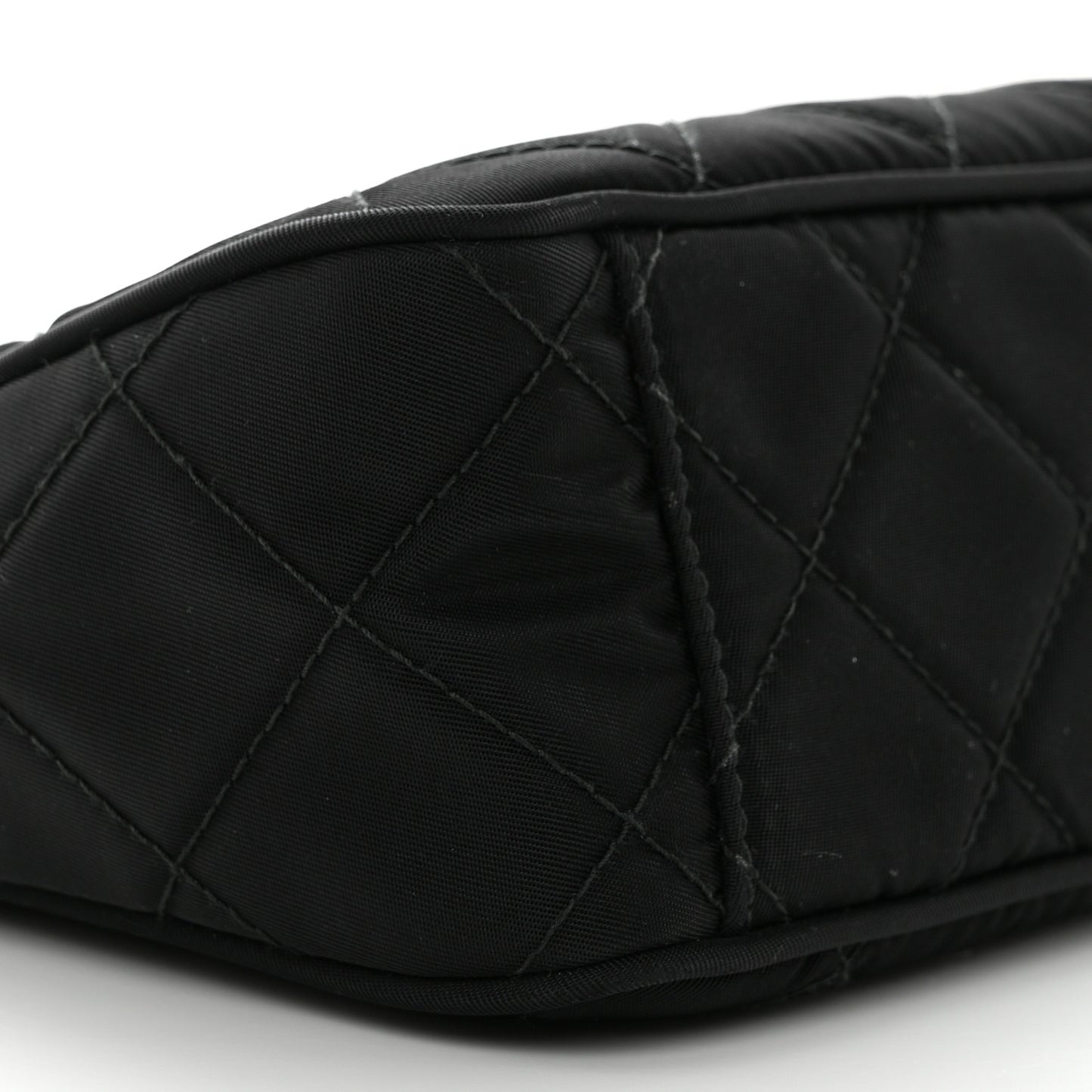 Nylon Tessuto Impuntu Quilted Crossbody Bag Black