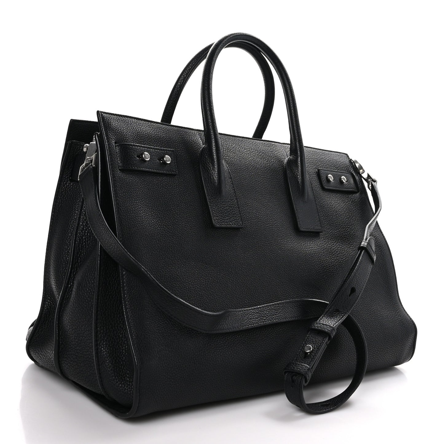 Grained Calfskin Medium Souple Sac De Jour Black