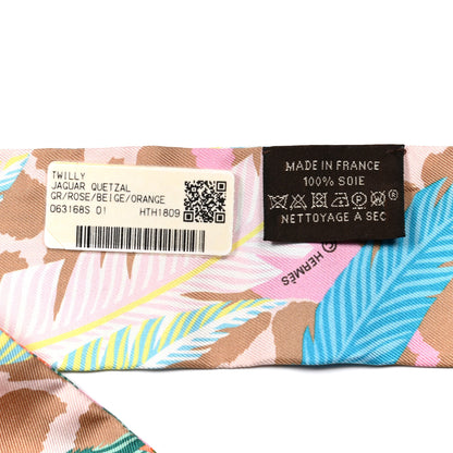 Hermes Silk Jaguar Quetzal Twilly Rose Beige Orange 4 of 5