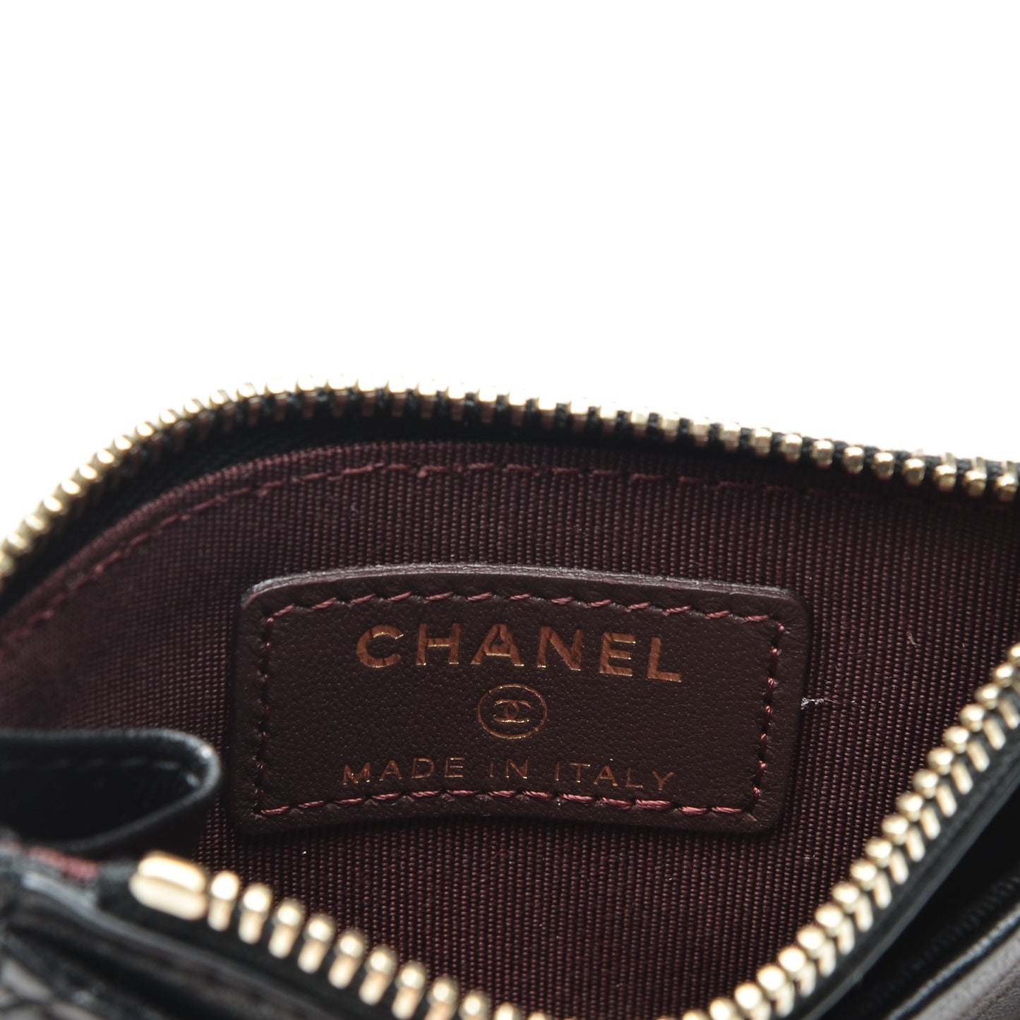 Lambskin Quilted Zip Card Holder Black