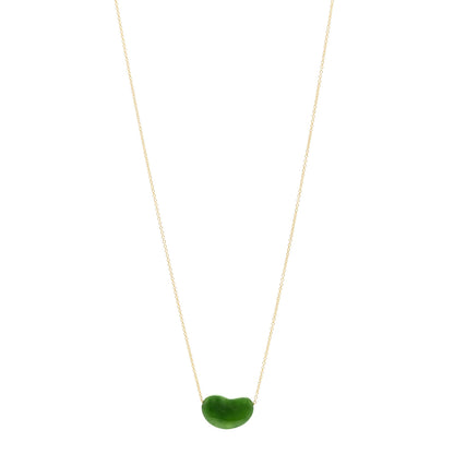 Tiffany 18K Yellow Gold Jade 18mm Elsa Peretti Bean Pendant Necklace 1 of 5