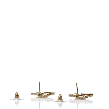 Chanel Crystal Timeless CC Earrings Light Gold 3 of 5