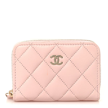 Chanel Caviar Quilted Zip Coin Purse Wallet Light Pink 1 of 9