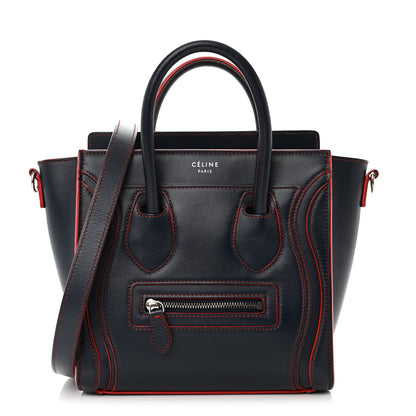Celine Satin Calfskin Nano Debossed Luggage Navy Blue 1 of 11