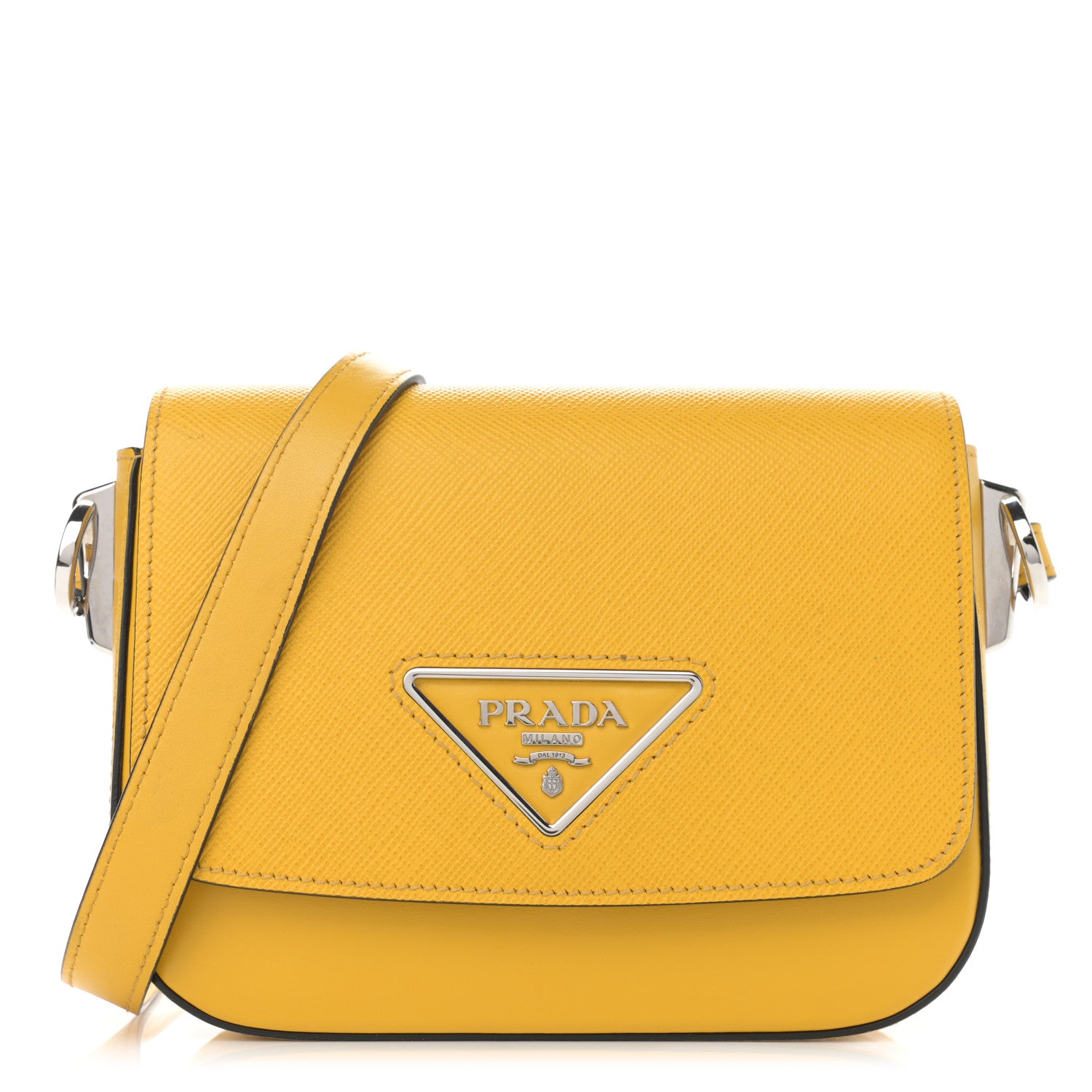 Prada Saffiano Cuir Calfskin Identity Shoulder Bag Soleil 1 of 11
