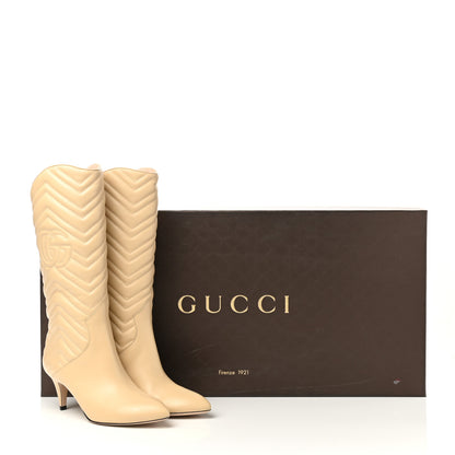 Gucci Nappa Matelasse Nina Low Heel Pointy Boots 37 Sand Storm 9 of 9