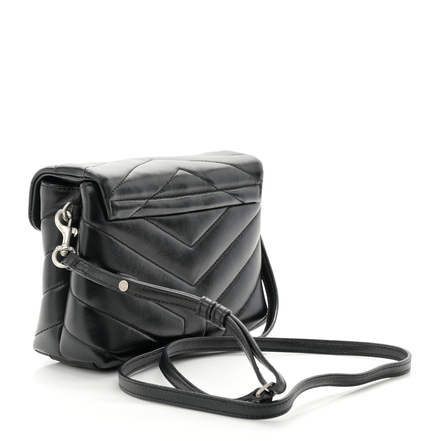 Calfskin Y Quilted Monogram Toy Loulou Crossbody Bag Black