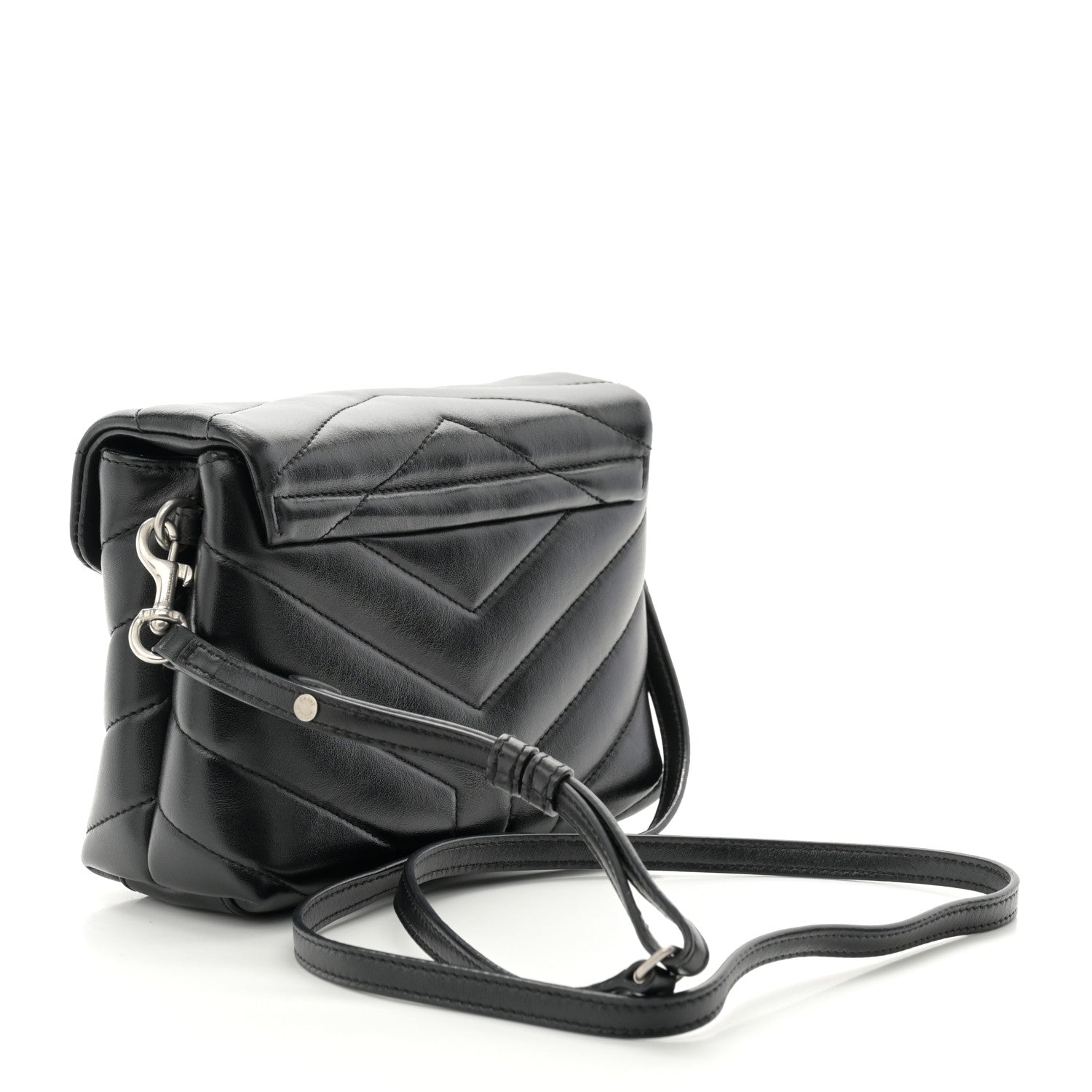 Saint Laurent Calfskin Y Quilted Monogram Toy Loulou Crossbody Bag Black 3 of 12