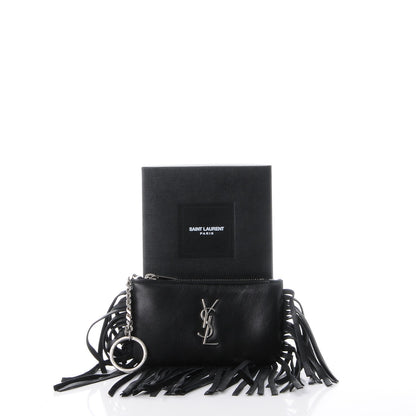 Saint Laurent Calfskin Monogram Small Fringe Key Pouch Black 8 of 8