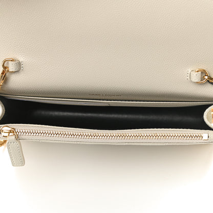 Saint Laurent Grain De Poudre Matelasse Chevron Monogram Envelope Chain Wallet Optical White 5 of 9