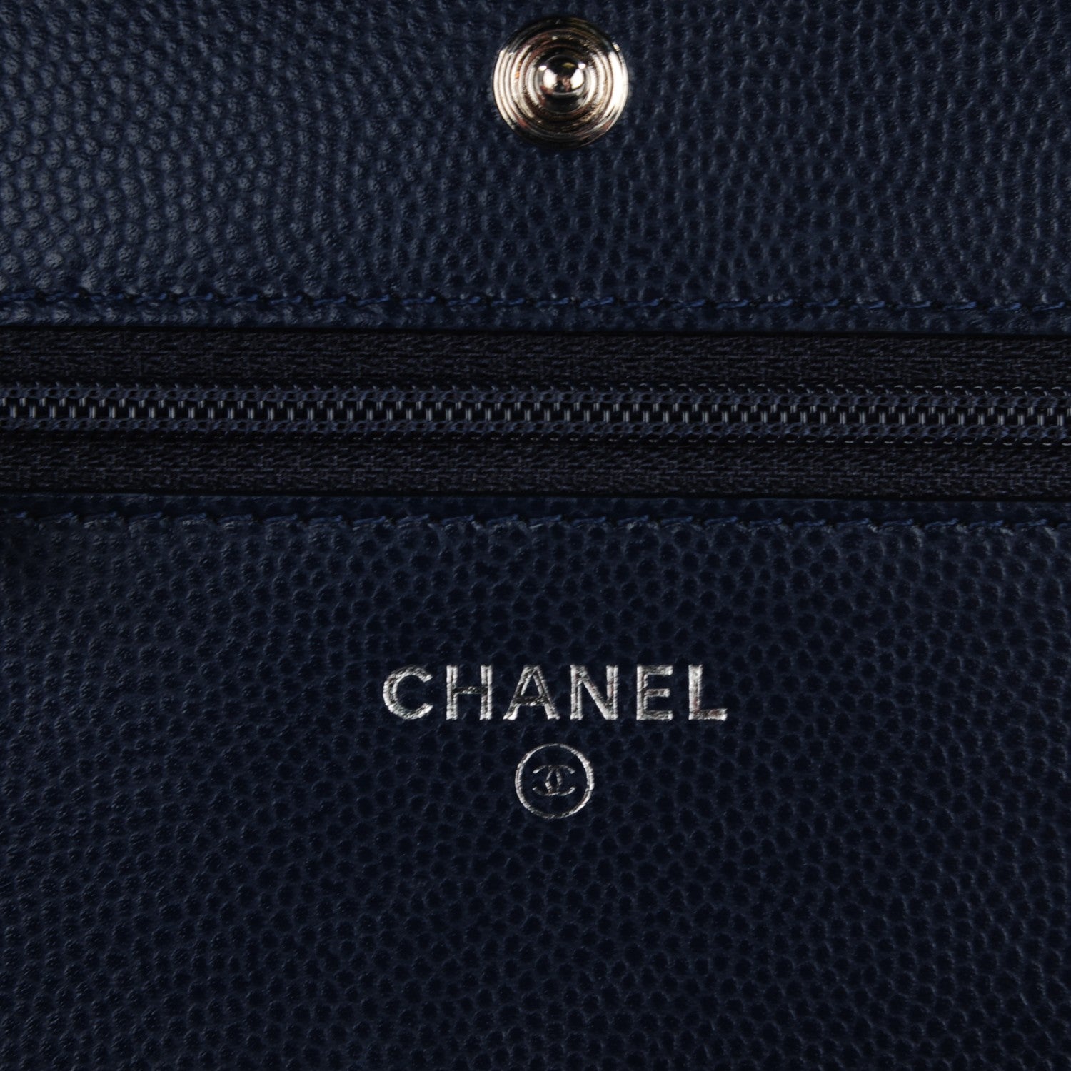 Chanel Caviar Chevron Wallet On Chain WOC Navy 6 of 8