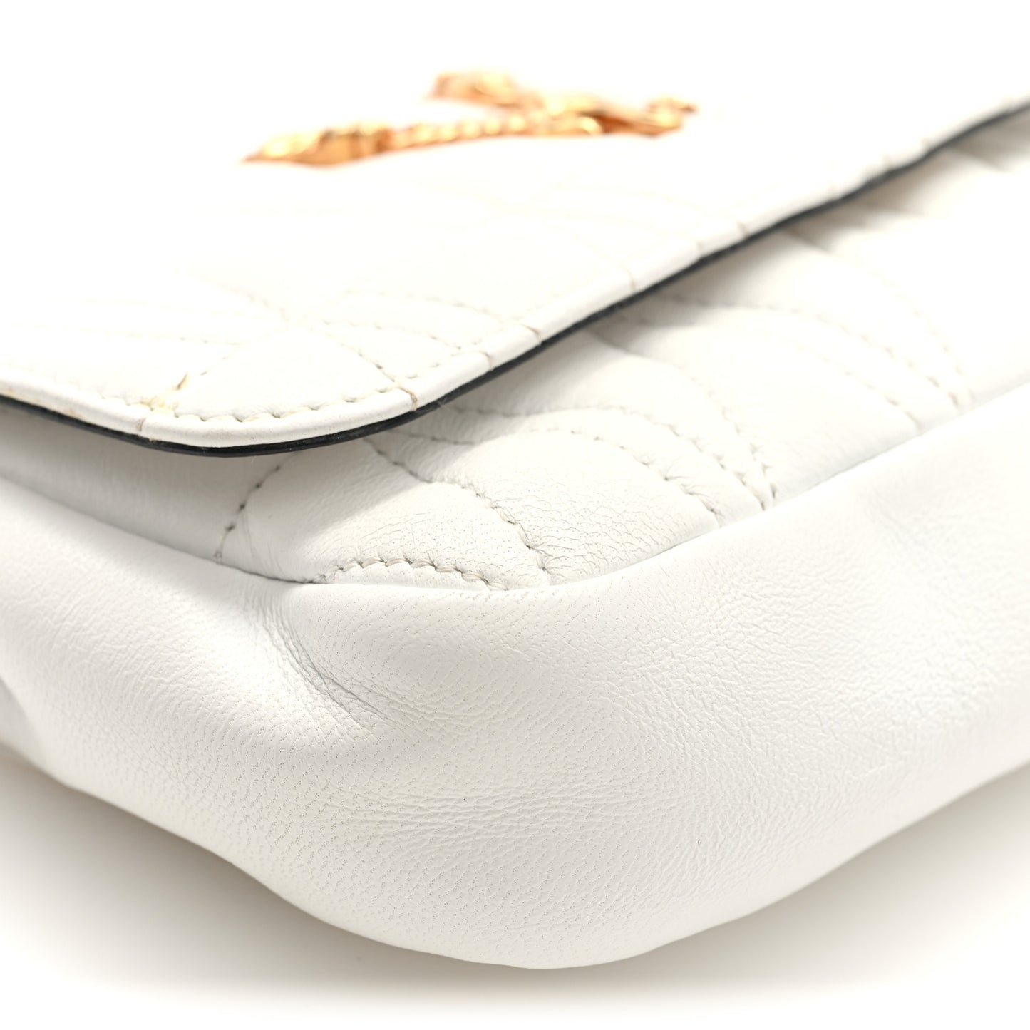 Nappa Quilted Virtus Evening Bag White