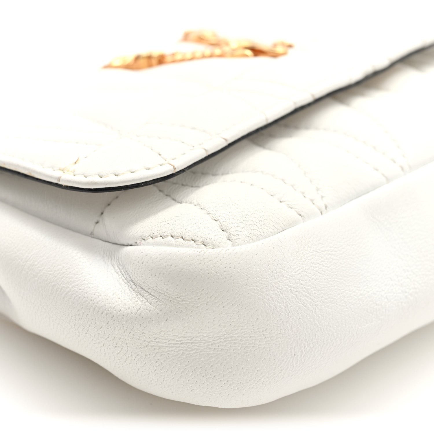 Versace Nappa Quilted Virtus Evening Bag White 8 of 9
