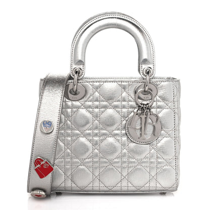 Christian Dior Metallic Grained Calfskin Cannage Small Lucky Badges My Lady Dior Silver 1 of 11