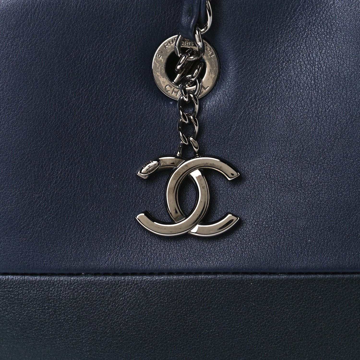 Chanel Calfskin Timeless Duo Bowling Bag Dark Navy Black 7 of 13
