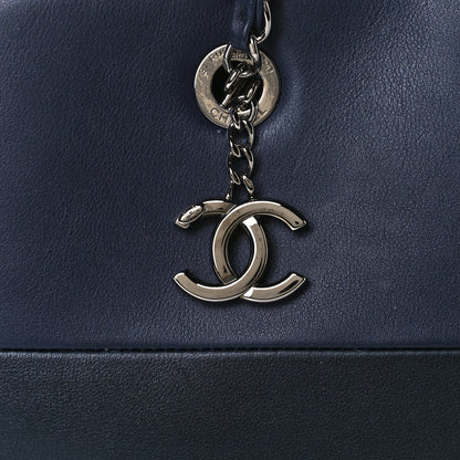 Chanel Calfskin Timeless Duo Bowling Bag Dark Navy Black 7 of 13