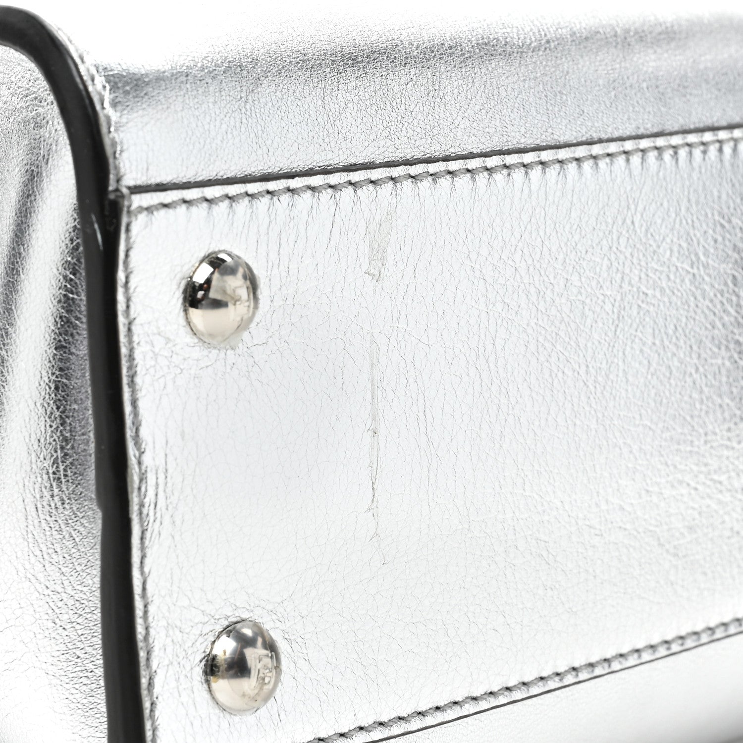 Fendi Vitello Catalan Mirror Medium Peekaboo Iconic Satchel Argento 12 of 14