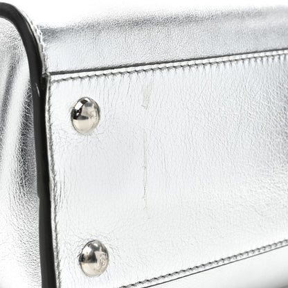 Fendi Vitello Catalan Mirror Medium Peekaboo Iconic Satchel Argento 12 of 14