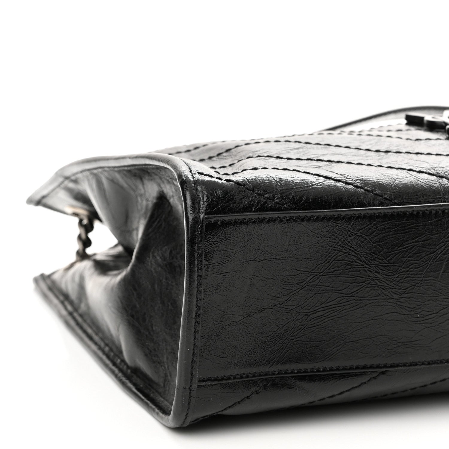 Saint Laurent Crinkled Calfskin Matelasse Monogram Medium Niki Shopper Tote Black 9 of 10