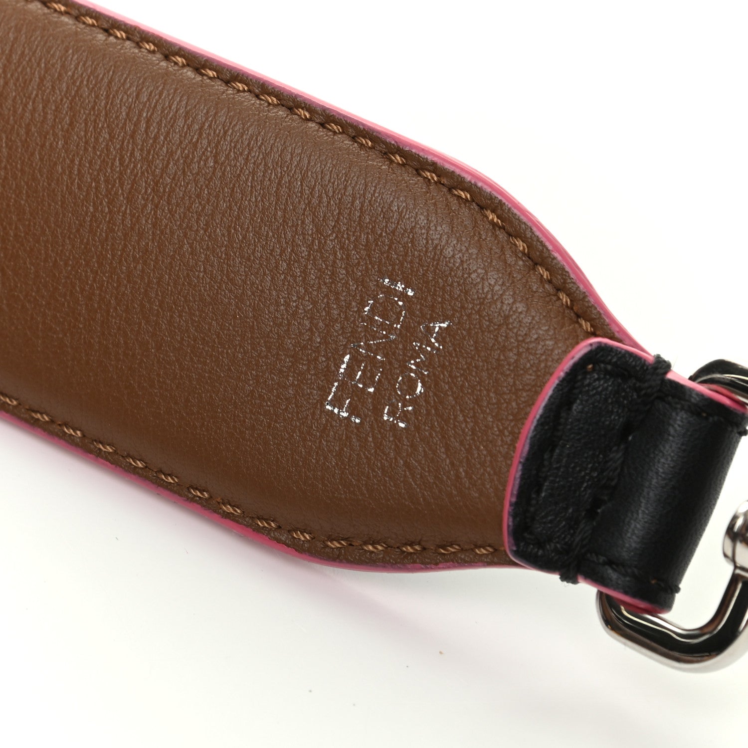 Fendi Vitello Dolce Plexiglass Bi-Color Studded Strap You Black Brownie Multicolor 3 of 4