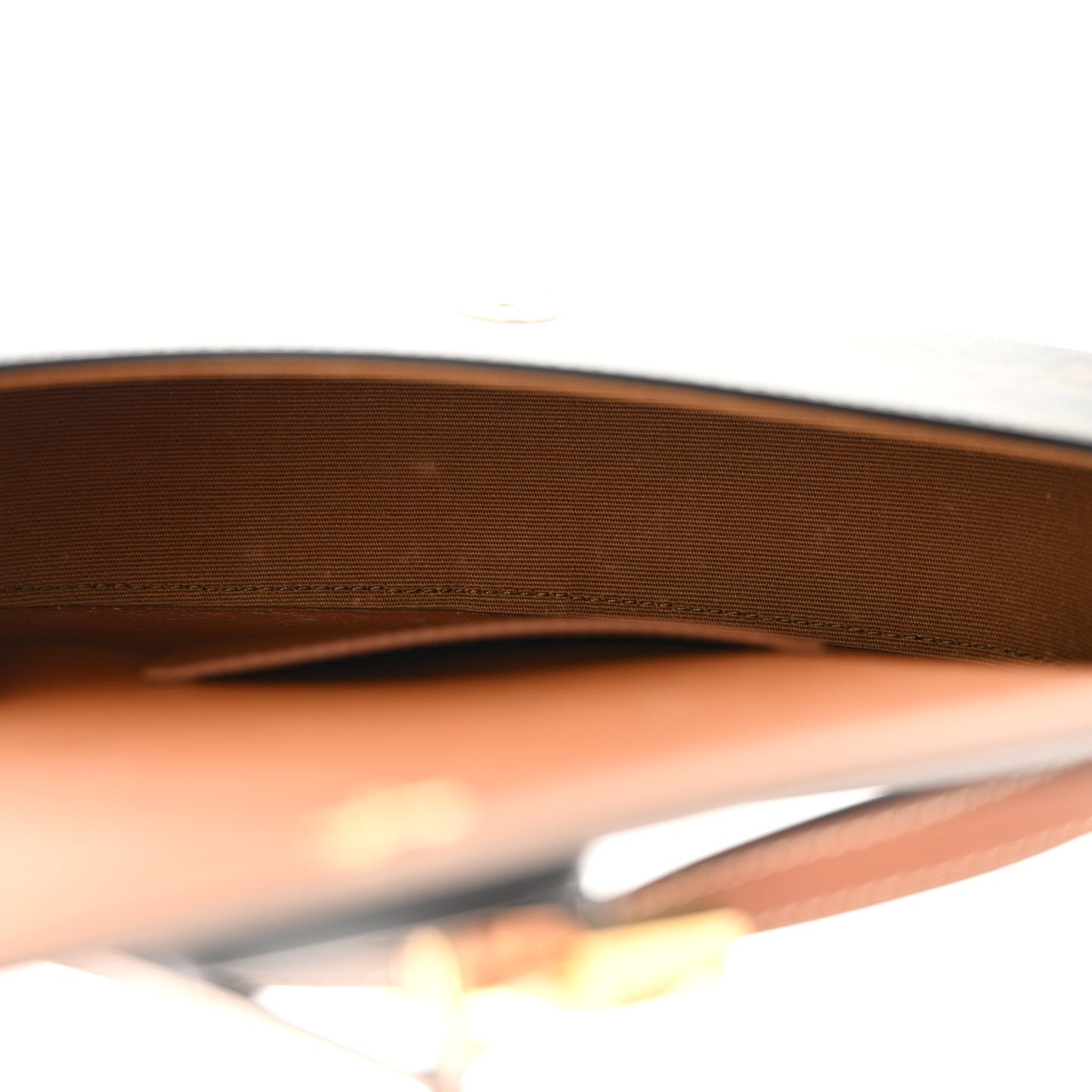 Triomphe Canvas Calfskin Tabou Clutch on Strap Tan