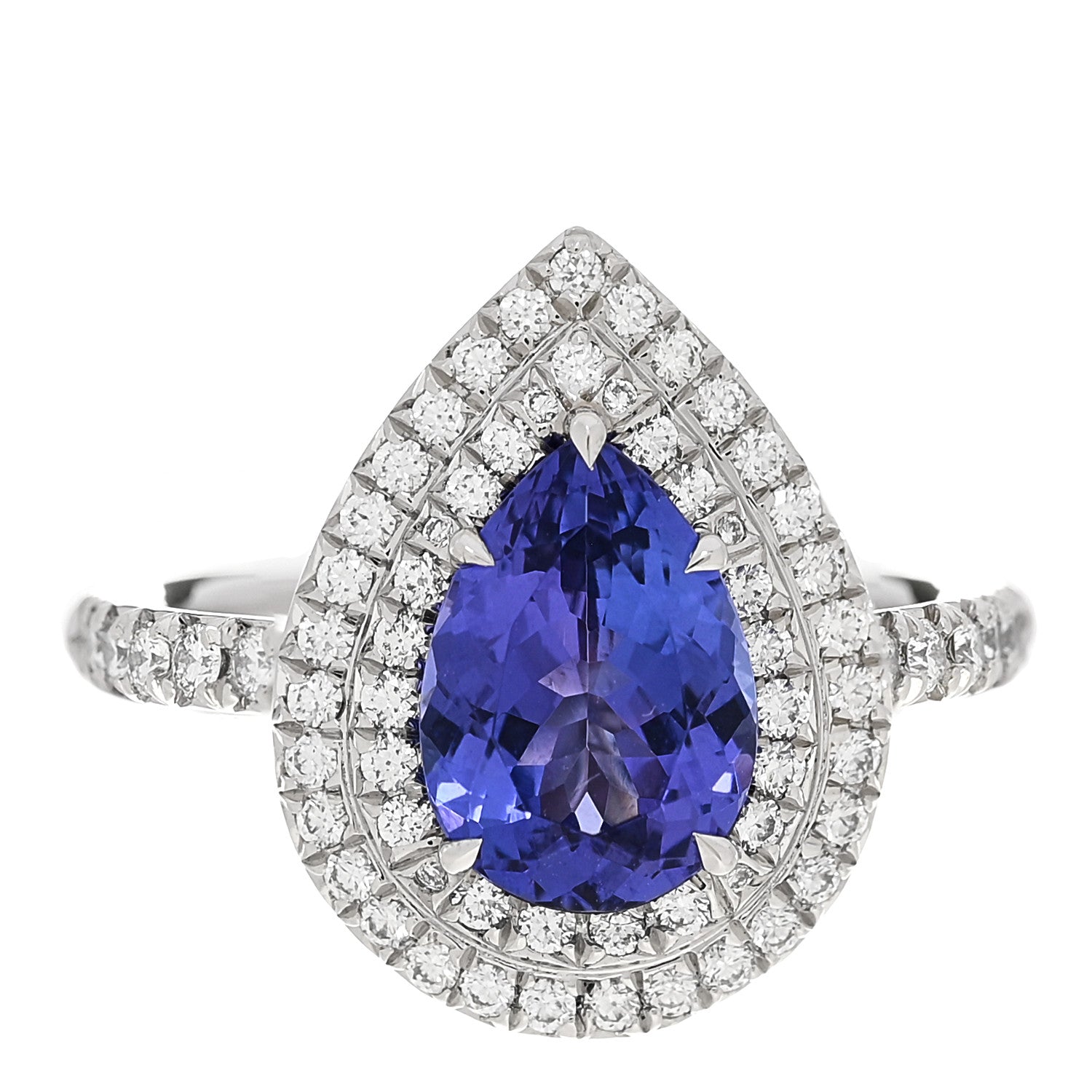 Tiffany Platinum Diamond Tanzanite Soleste Pear Cut Ring 52 6 1 of 4