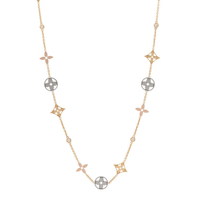 Louis Vuitton 18K Yellow White Rose Gold Diamond Idylle Blossom Station Necklace 1 of 5