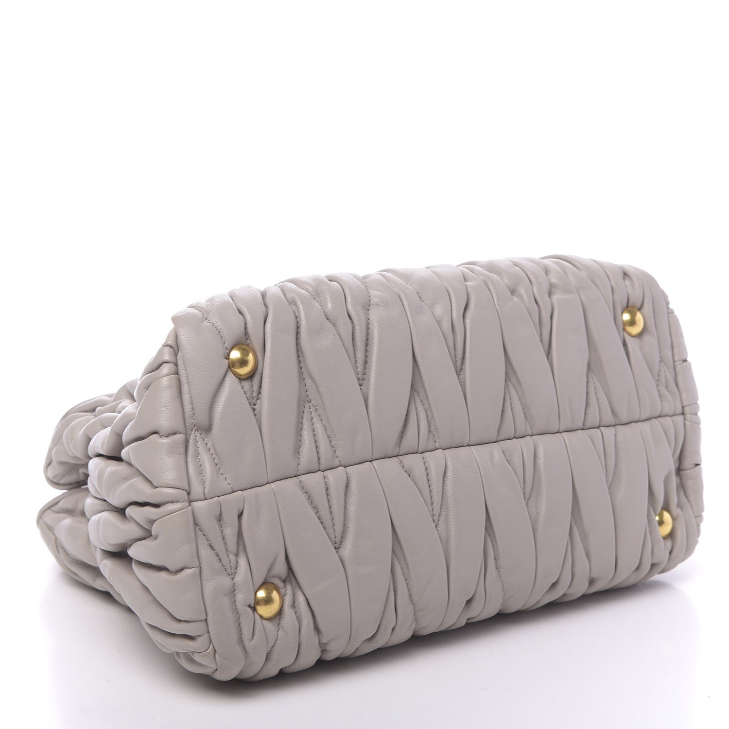 Miu Miu Nappa Matelasse Bauletto Top Handle Bowler Pomice 4 of 24