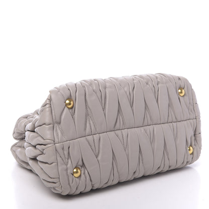 Miu Miu Nappa Matelasse Bauletto Top Handle Bowler Pomice 4 of 24