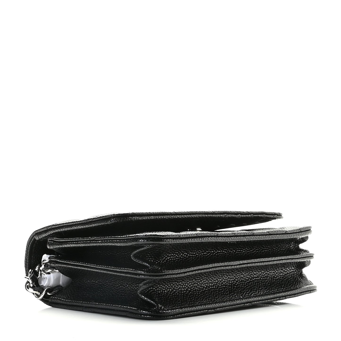 Caviar Quilted Mini Wallet On Chain WOC Black