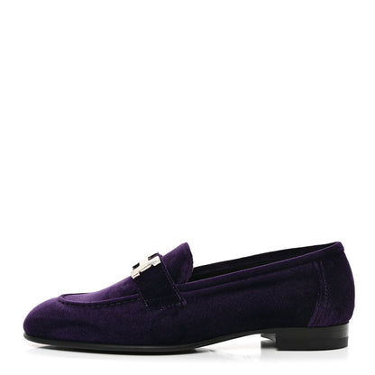 Hermes Velvet Womens Paris Loafers 36 Violet Fonce 1 of 9