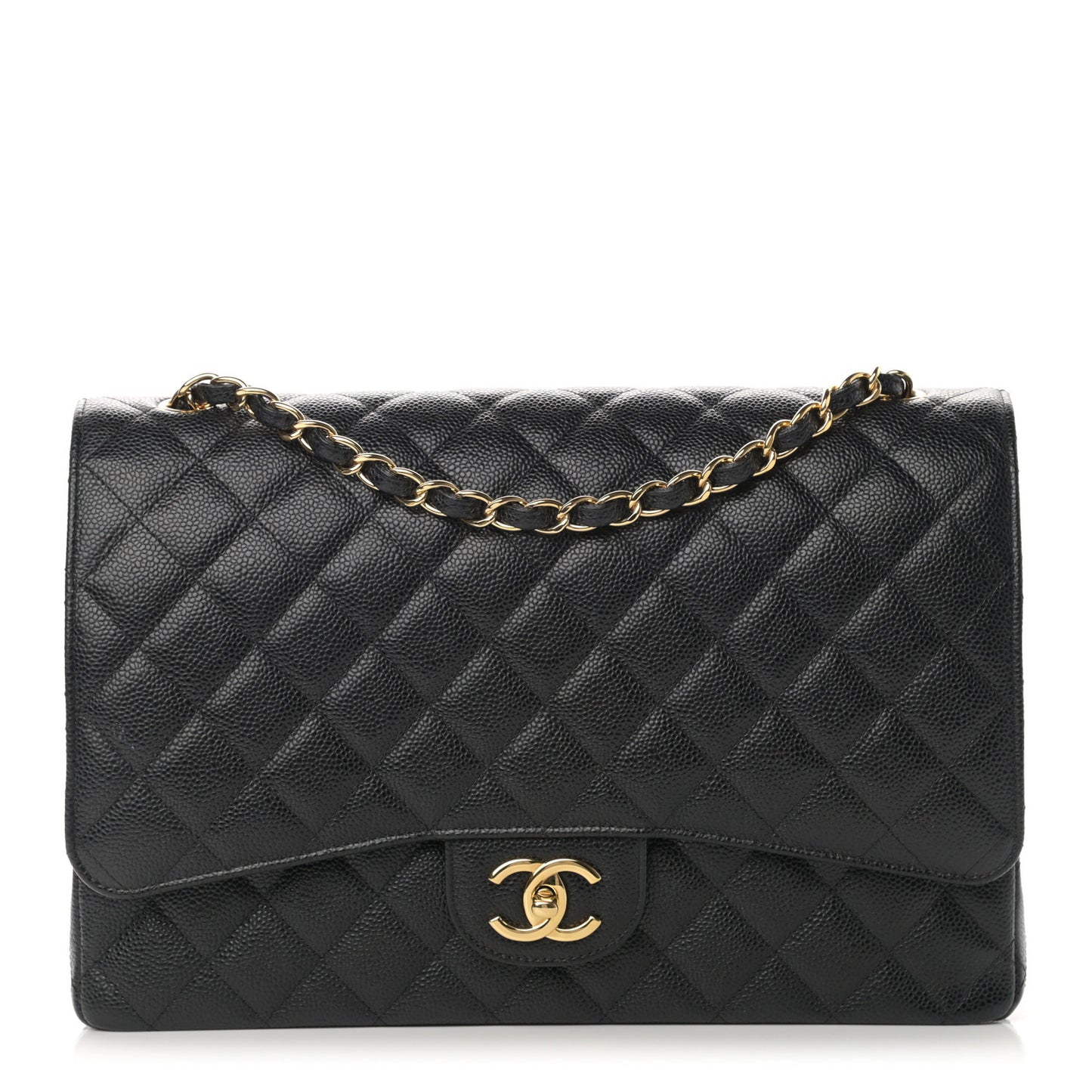 Caviar Quilted Maxi Double Flap Black