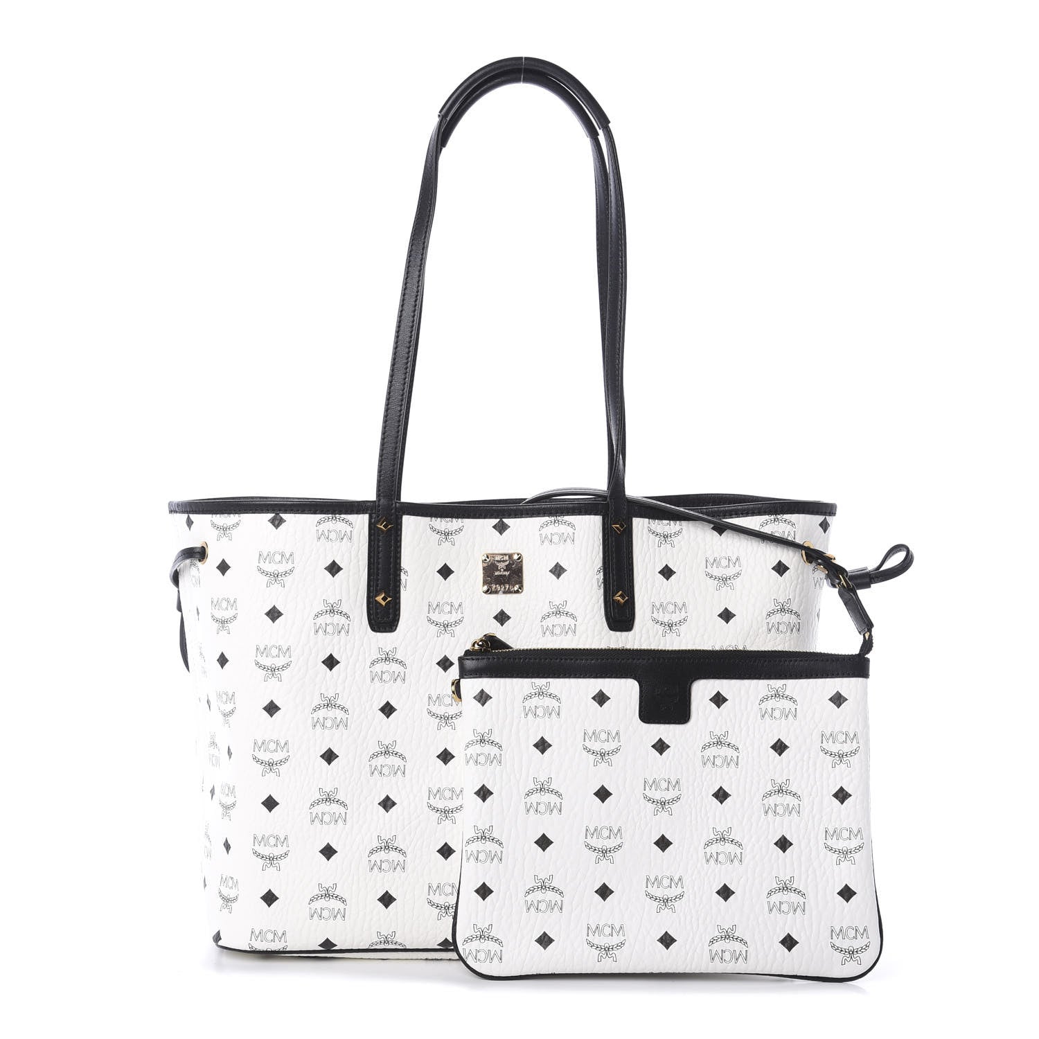 MCM Visetos Medium Project Reversible Shopper Tote White 1 of 14