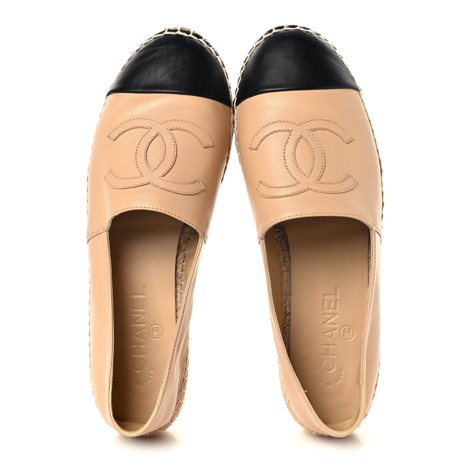 Chanel Lambskin CC Espadrilles 40 Beige Black 2 of 9