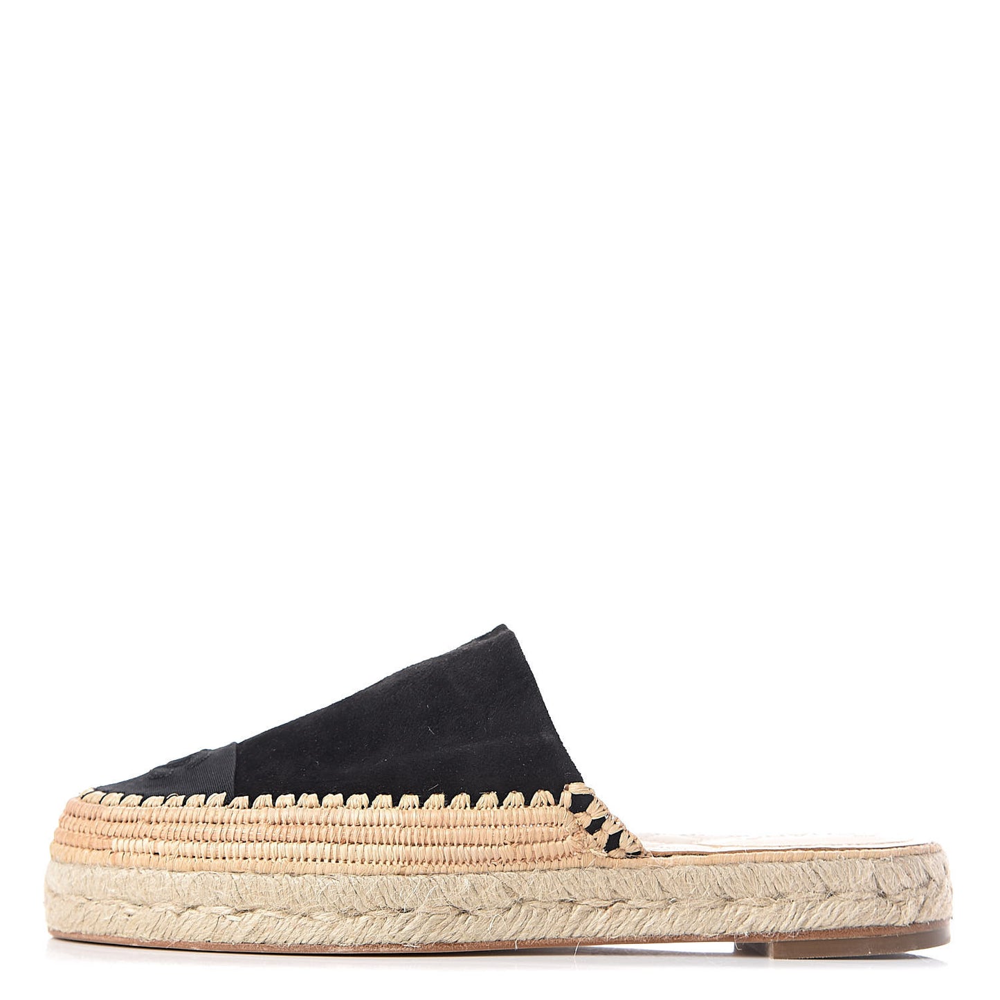 Suede Grosgrain CC Espadrille Mules 42 Black