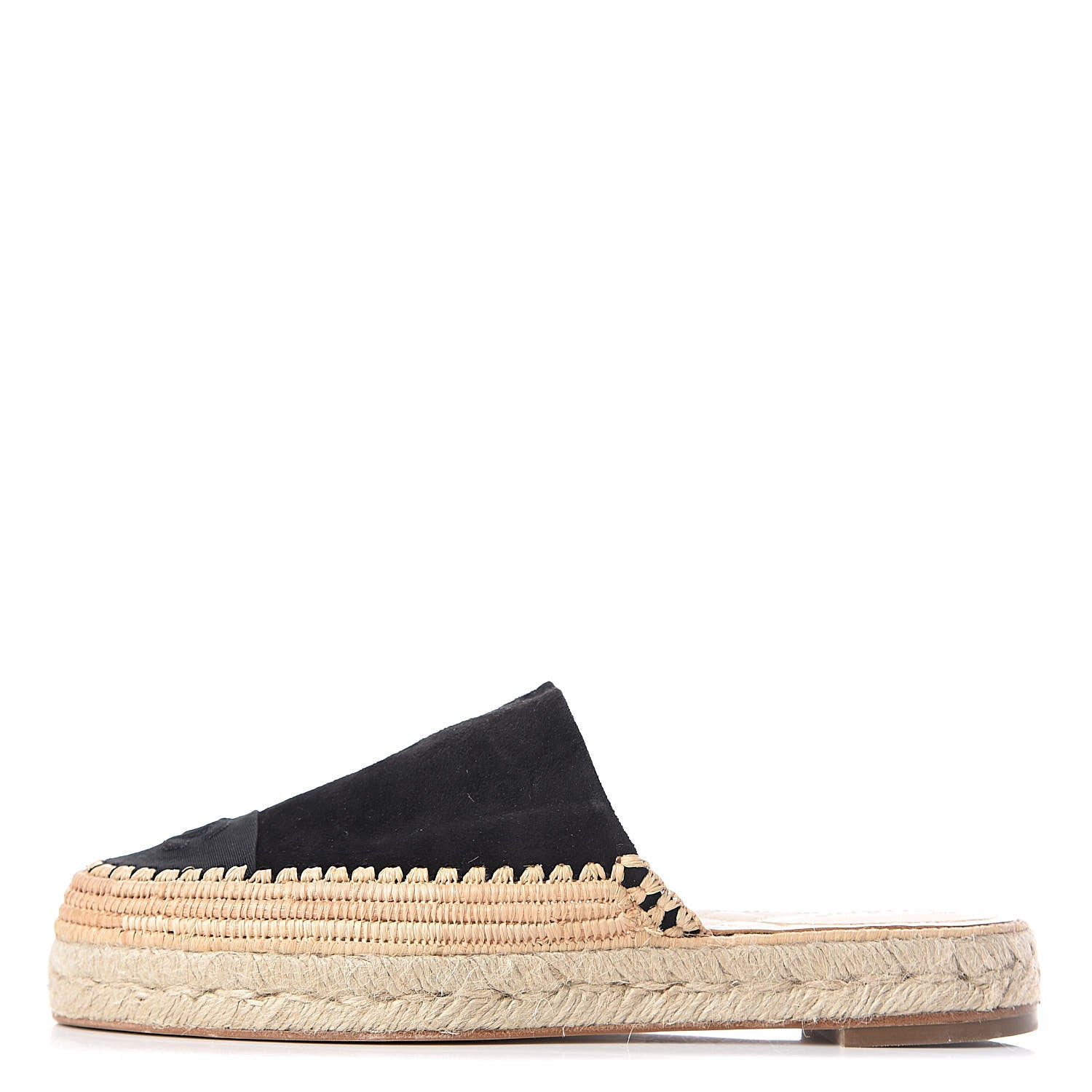Chanel Suede Grosgrain CC Espadrille Mules 42 Black 1 of 12