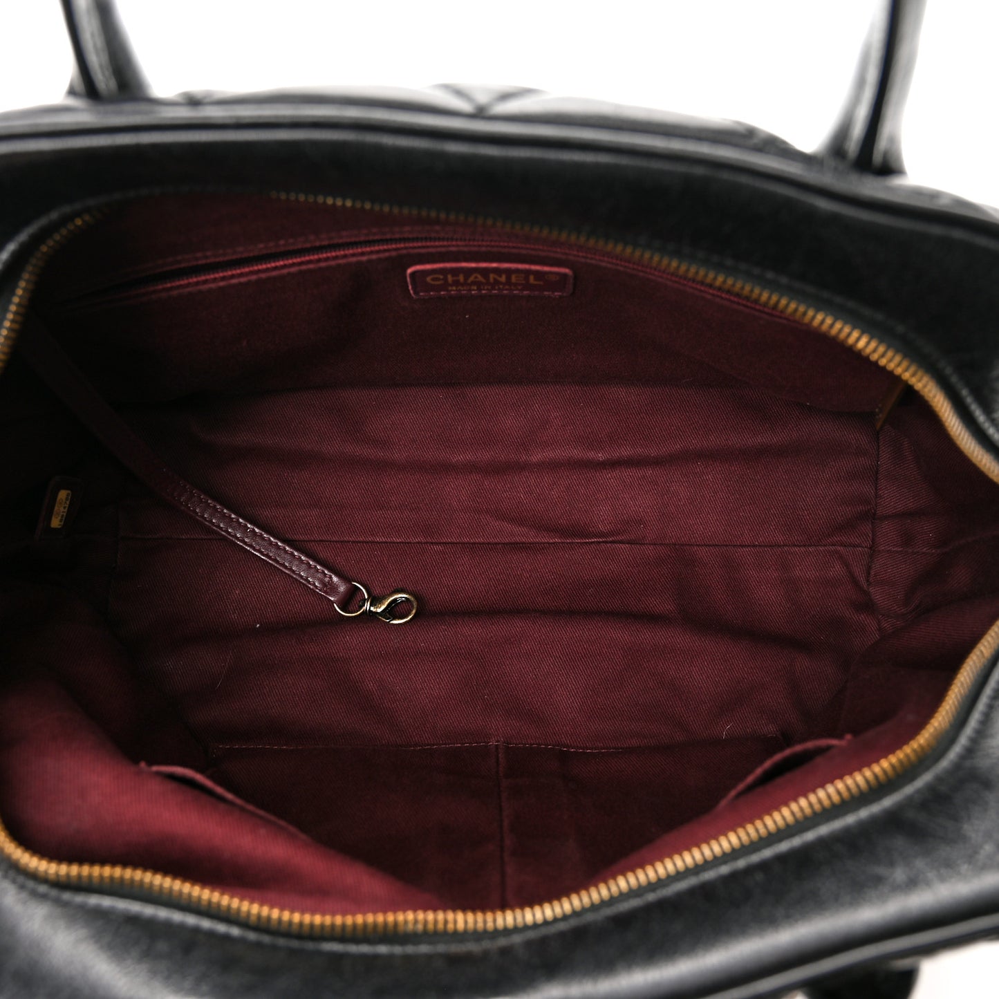 Glazed Calfskin Castle Rock Bowling Bag Black