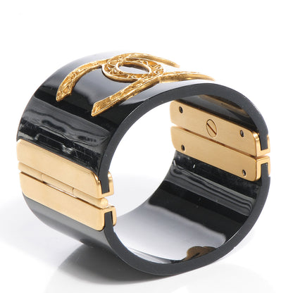 Chanel Resin CC Cuff Black Gold 4 of 10