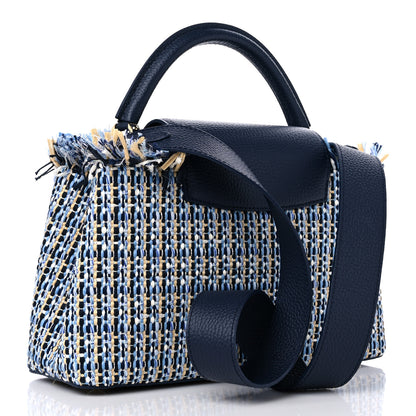 Louis Vuitton Tweed Raffia Calfskin Capucines MM Multicolor Navy 3 of 8