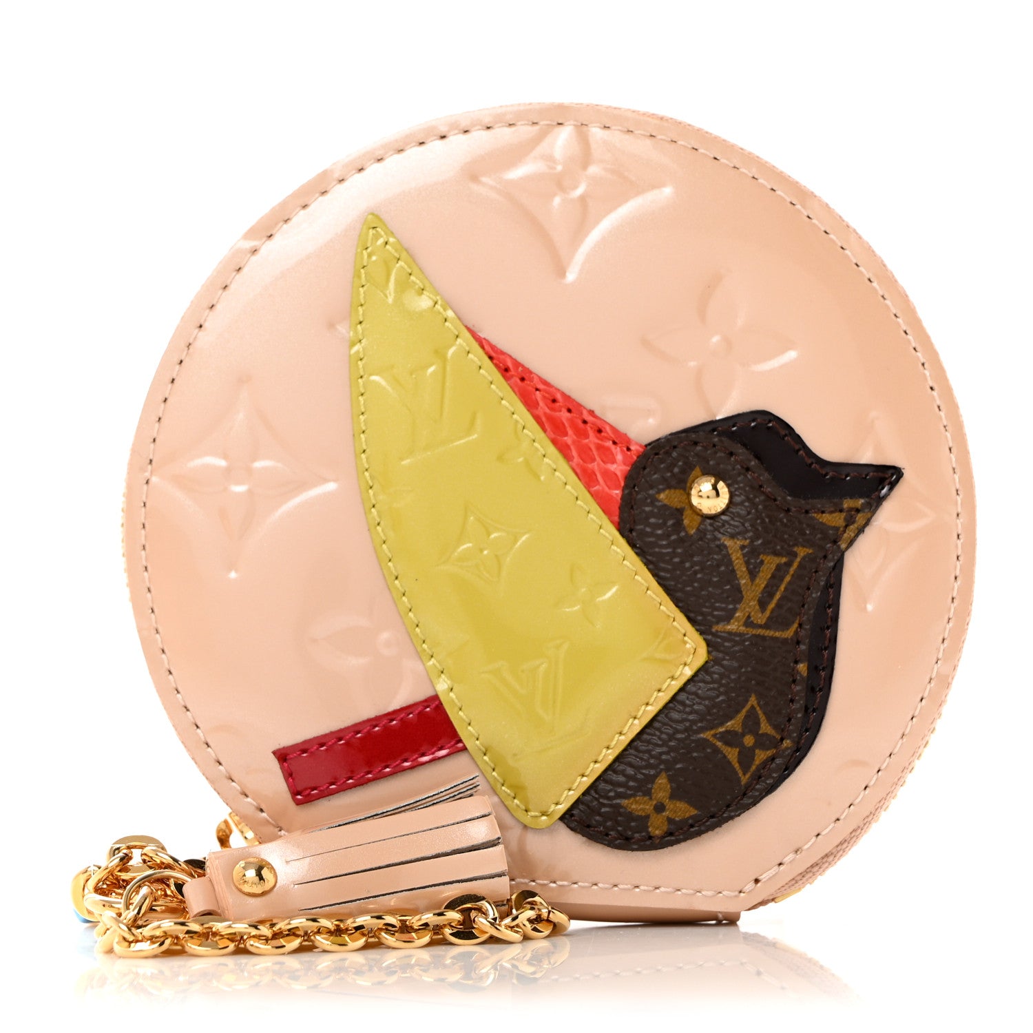 Louis Vuitton Vernis Animania Oiseau Songbird Coin Purse Rose Florentin 1 of 7
