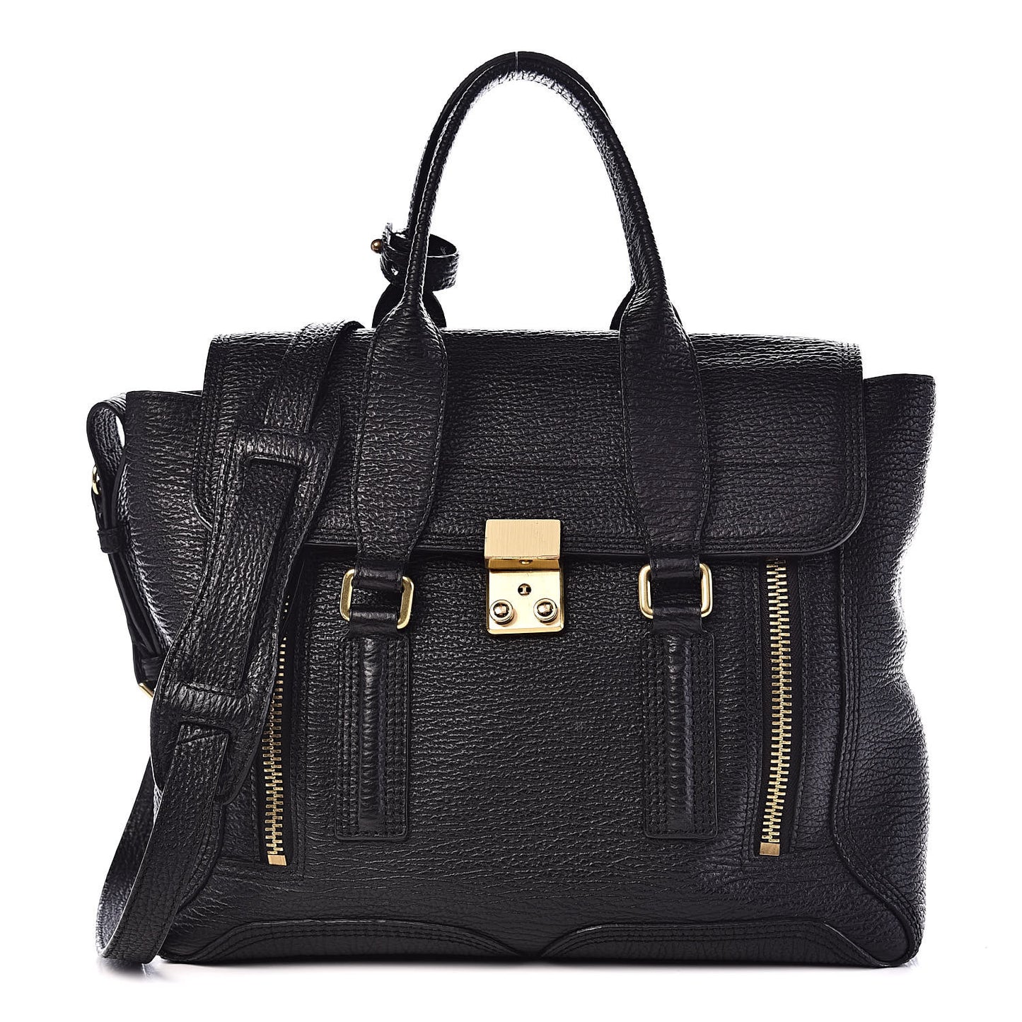 3.1 Textured Calfskin Medium Pashli Satchel Black