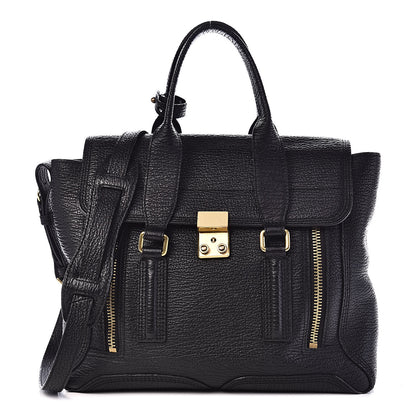 3.1 Phillip Lim 3.1 Textured Calfskin Medium Pashli Satchel Black 1 of 10