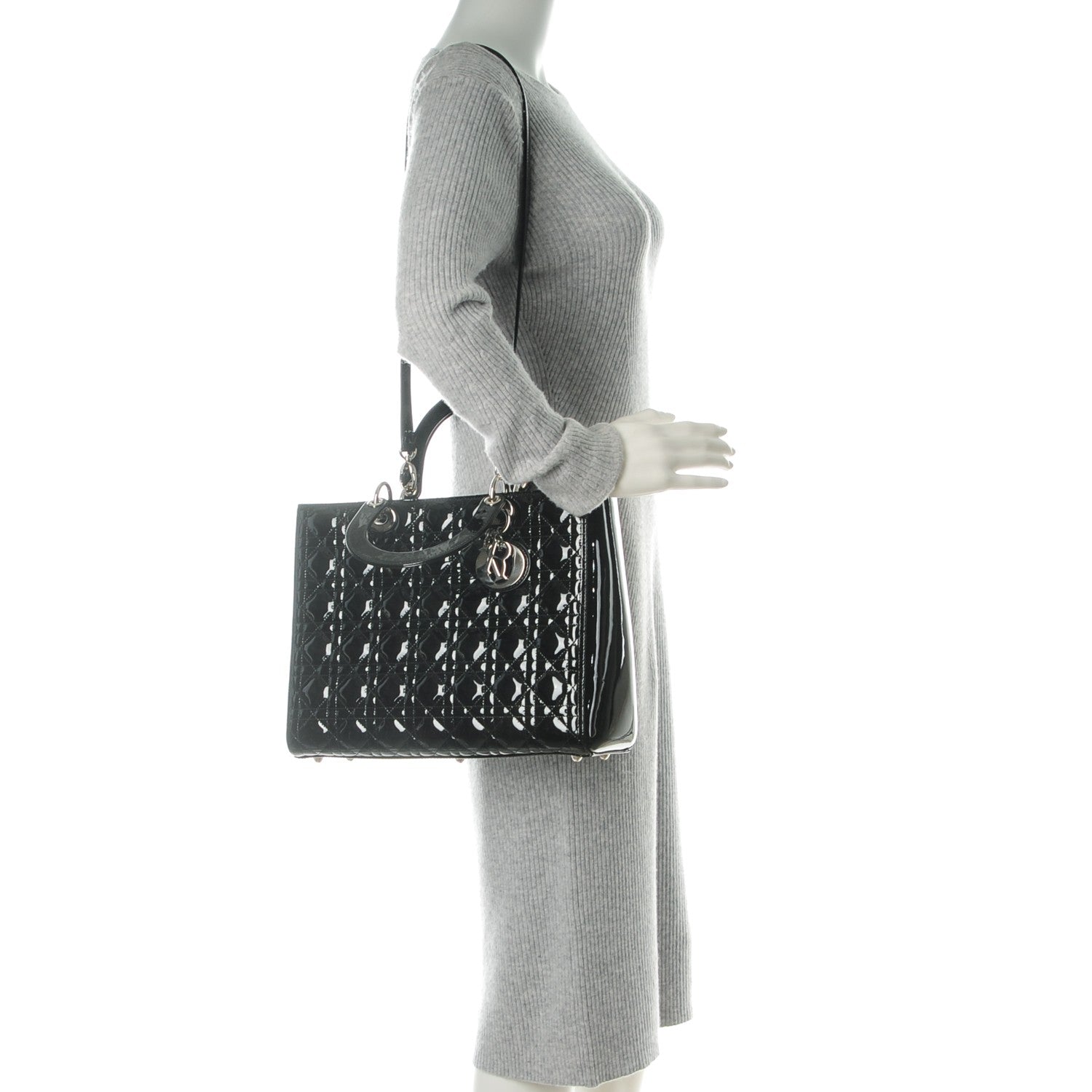 Christian Dior Patent Cannage Large Lady Dior Black 2 of 7